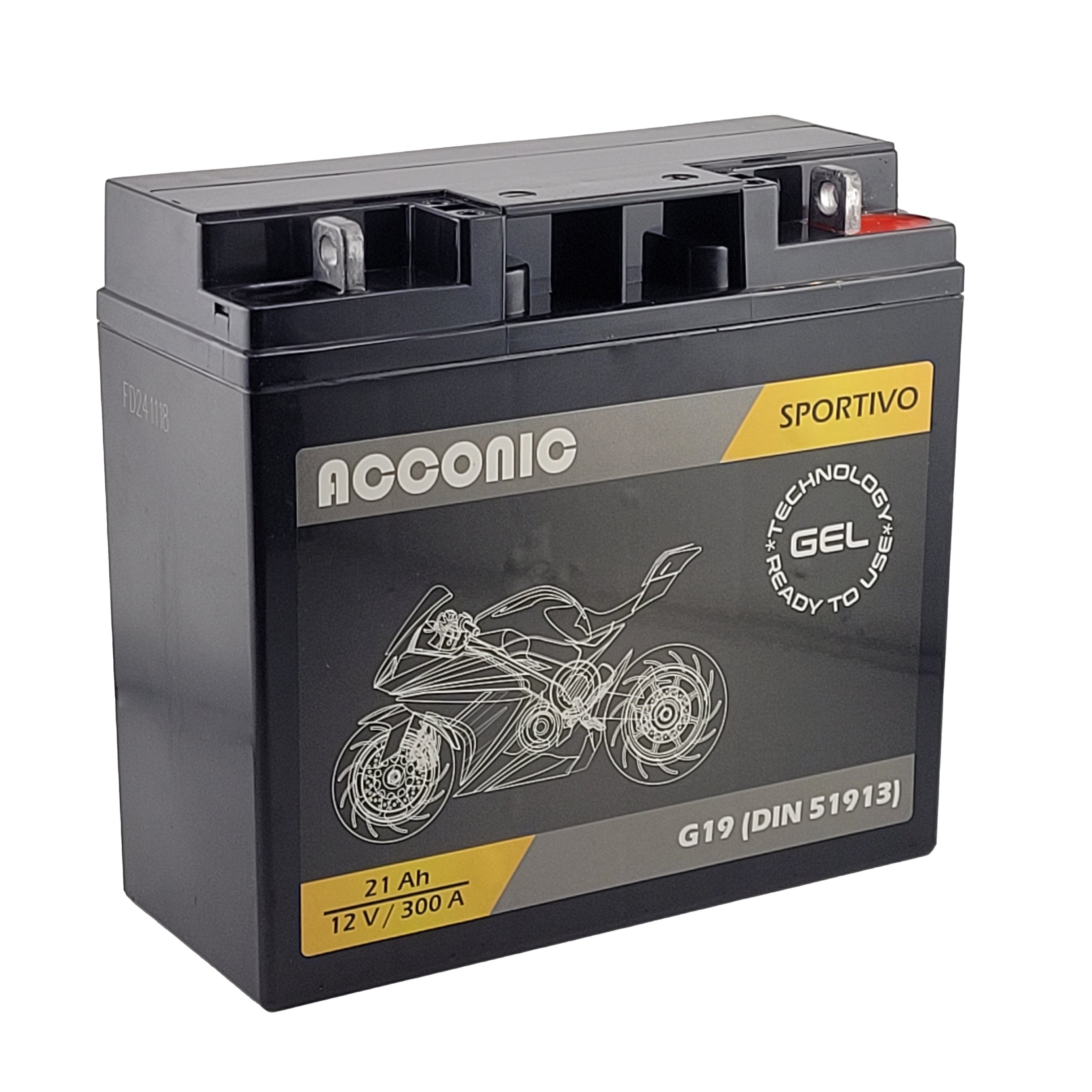 ACCONIC Sportivo GEL G19 Motorradbatterie 21 Ah 12V (DIN 51913)