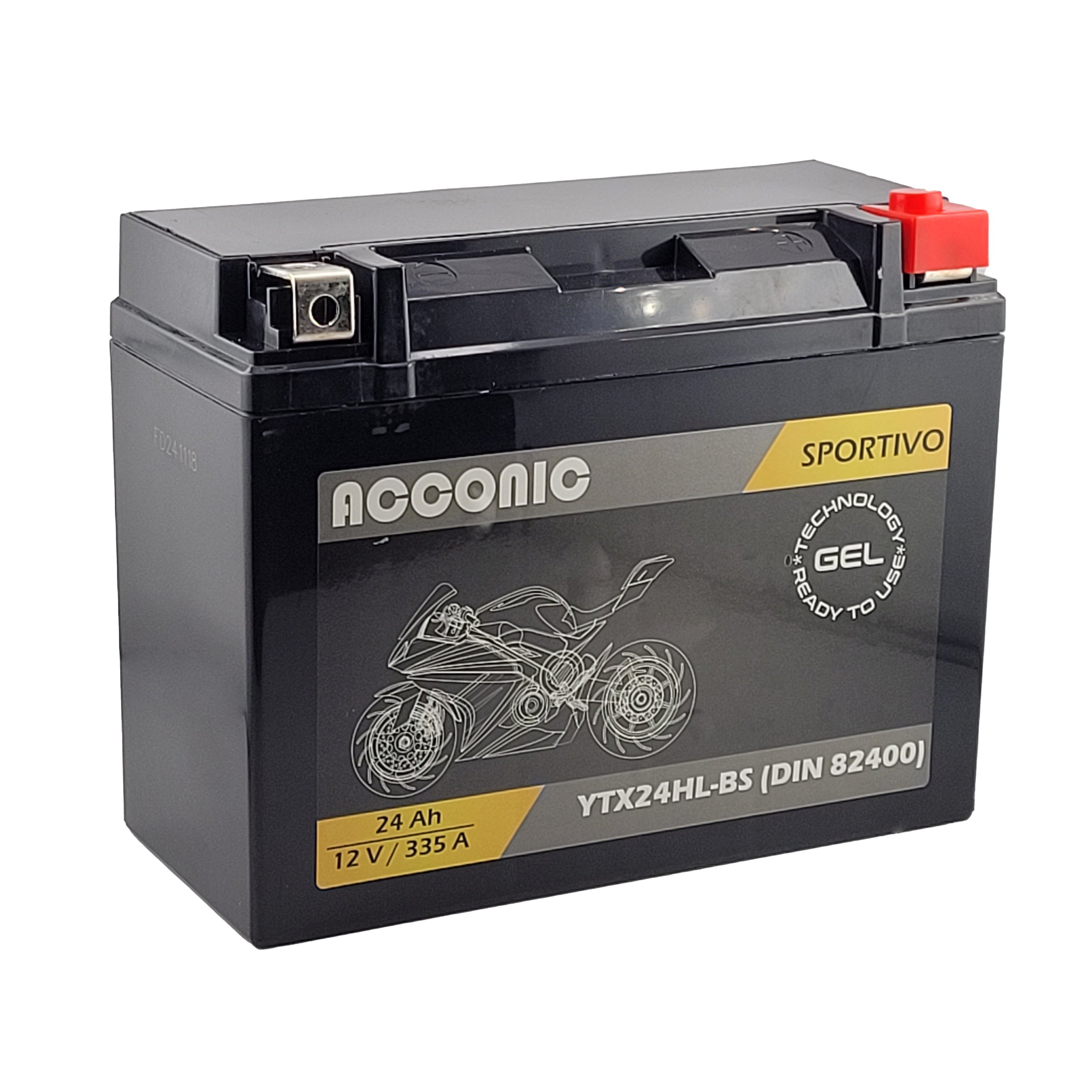 ACCONIC Sportivo GEL YTX24HL-BS Motorradbatterie 24 Ah 12V (DIN 82400)
