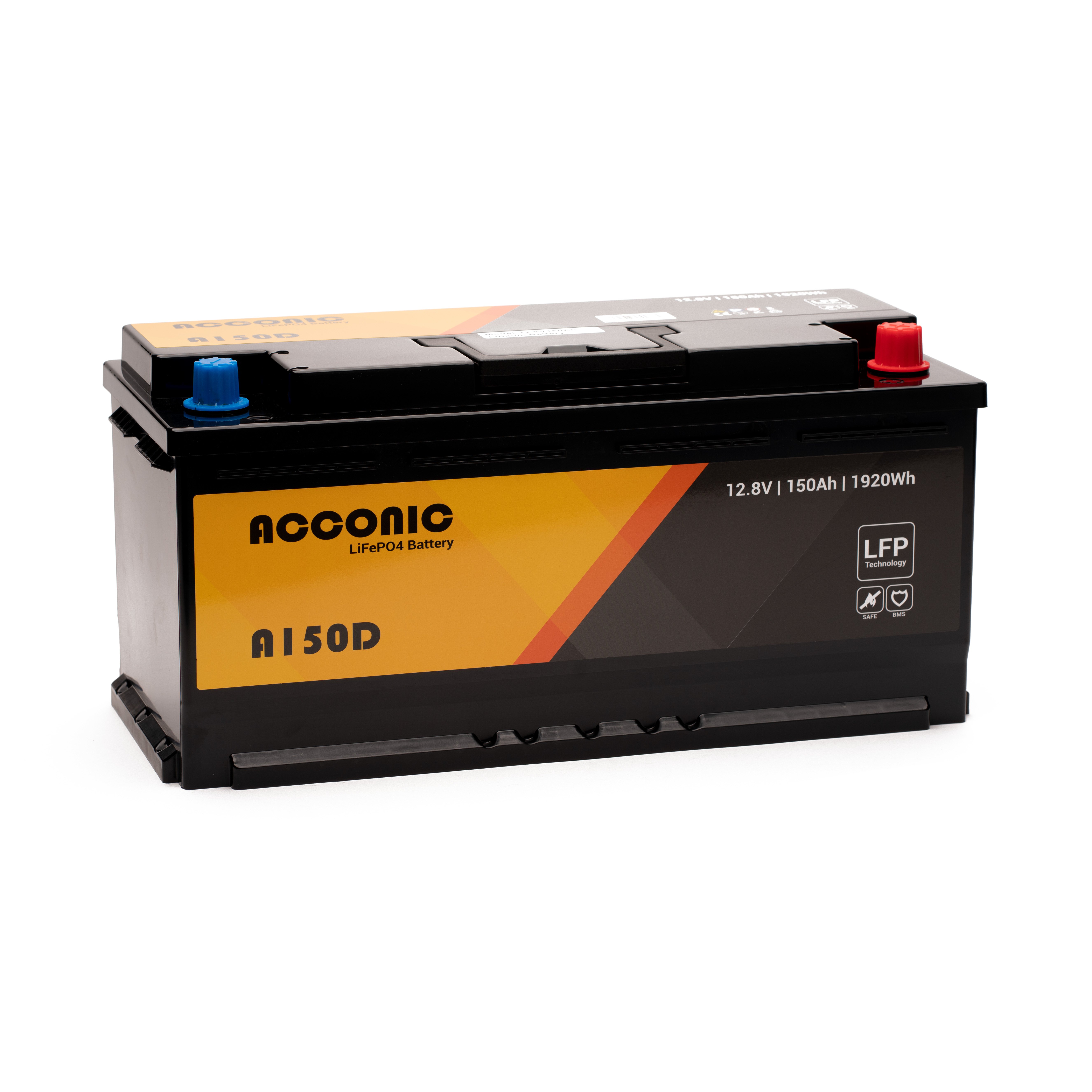 Acconic A150D LiFePO4 12V Lithium Versorgungsbatterie 150Ah DIN