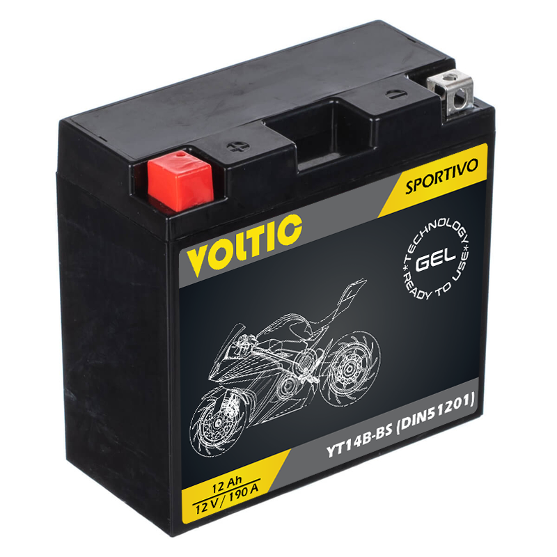 Voltima Sportivo GEL YT14B-BS Motorradbatterie 12Ah 12V (DIN 51201)