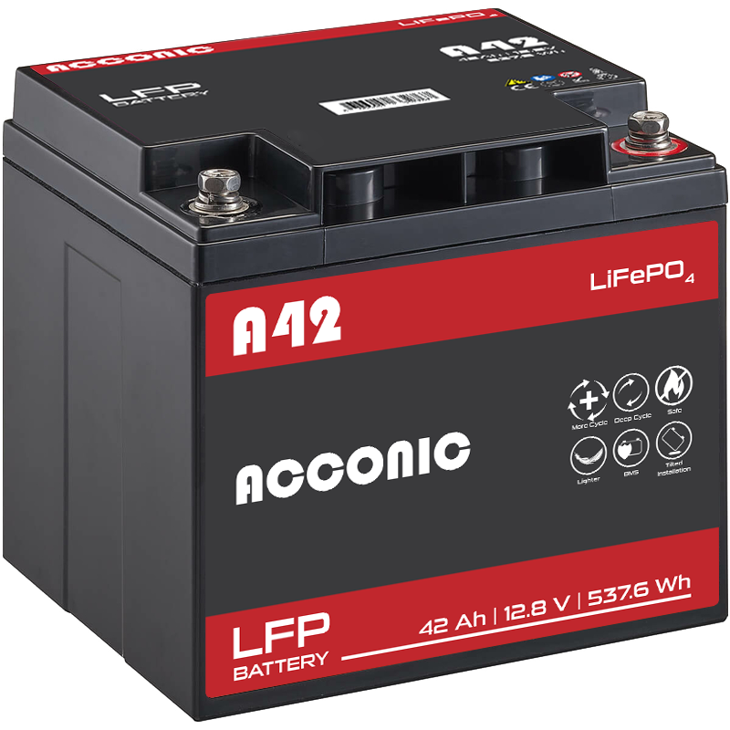 Acconic A42 LiFePO4 12V Lithium Versorgungsbatterie 42Ah