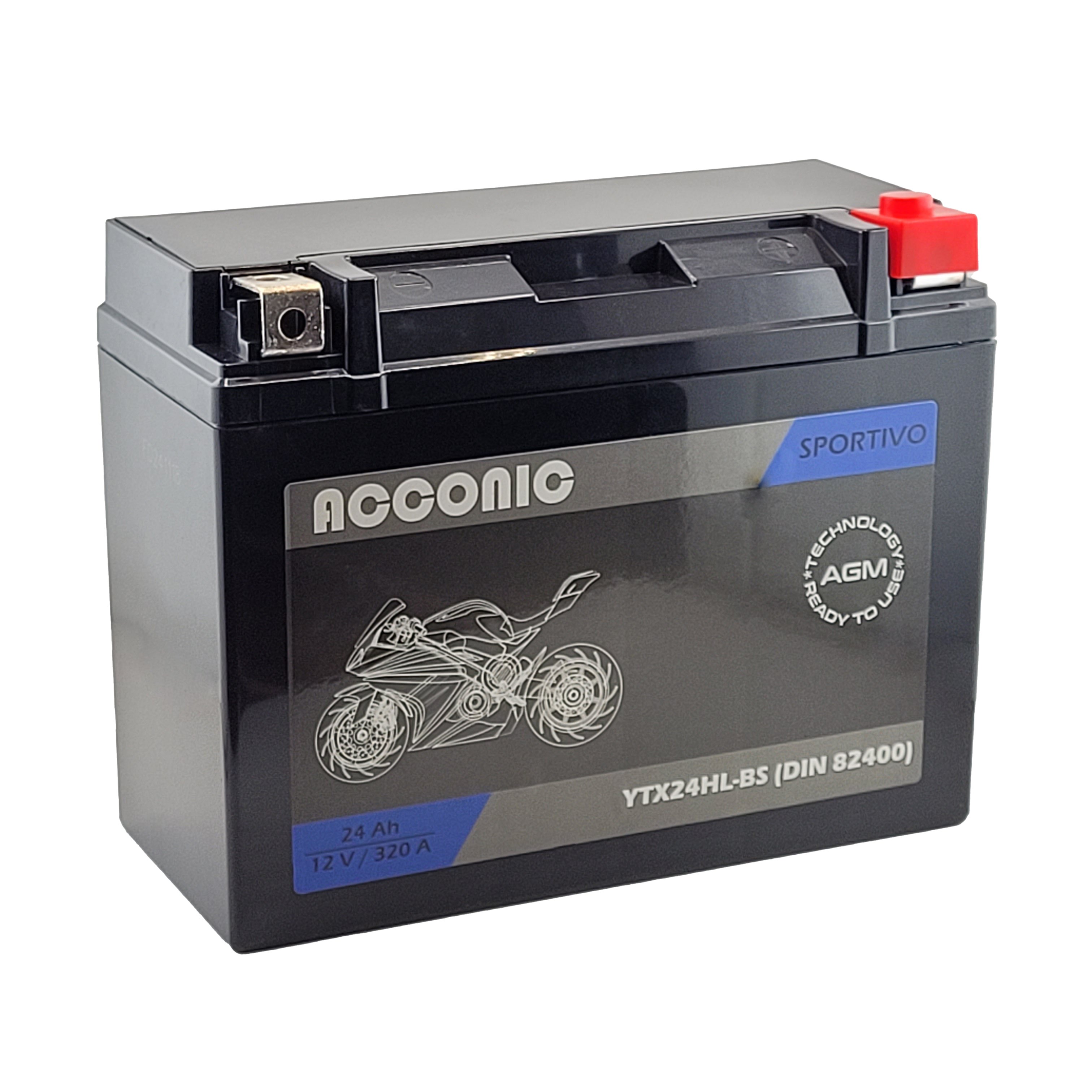 ACCONIC Sportivo AGM YTX24HL-BS Motorradbatterie 24 Ah 12V (DIN 82400)