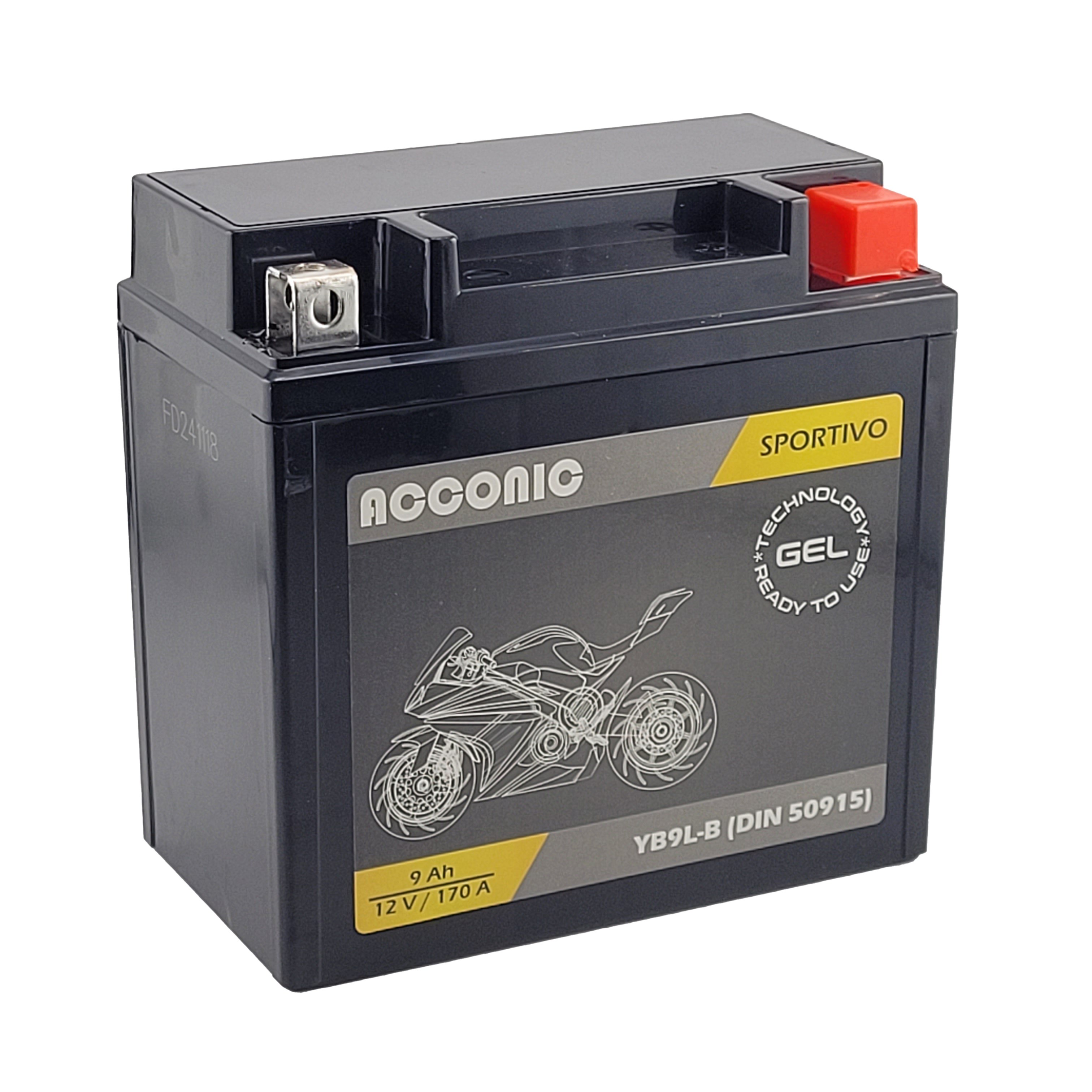ACCONIC Sportivo GEL YB9L-B Motorradbatterie 9 Ah 12V (DIN 50915)