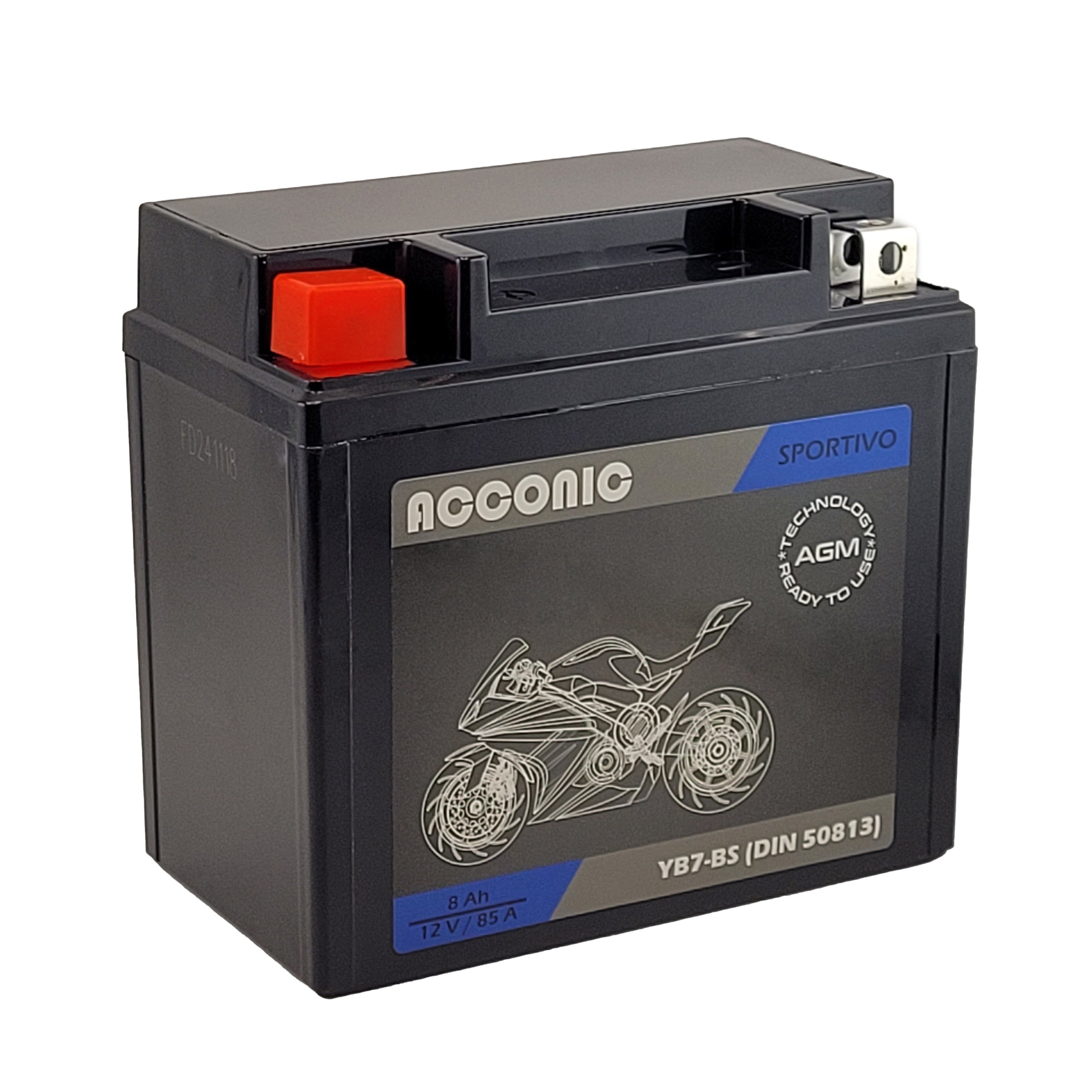 ACCONIC Sportivo AGM YB7-BS Motorradbatterie 8 Ah 12V (DIN 50813)