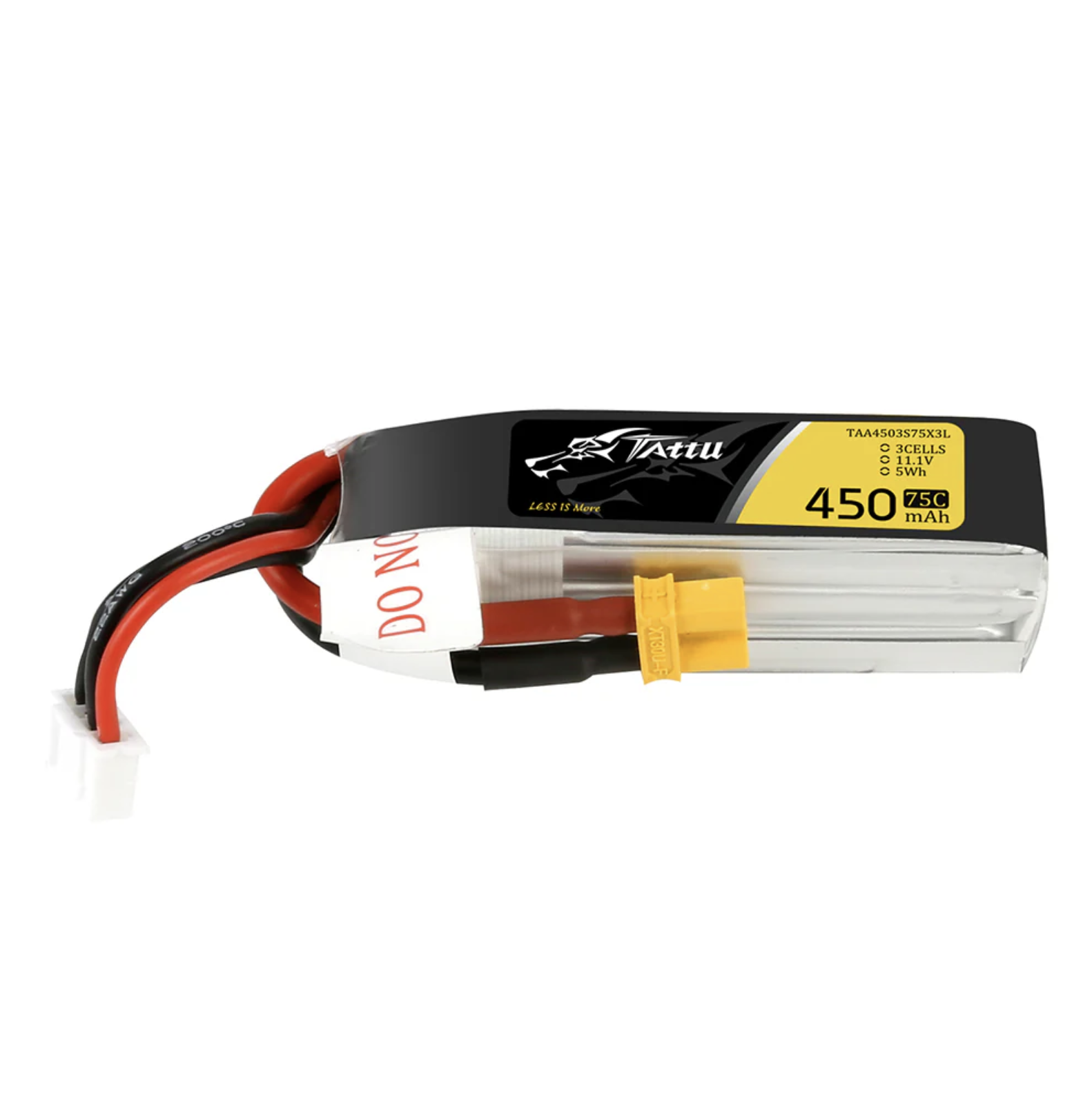 Tattu 450mAh 11.1V 75C 3S1P Lipo Batterie mit XT30 Stecker - lang für H Frame Tattu 450mAh 11.1V 75C 3S1P Lipo Batterie mit XT30 Stecker - lang für H Frame
