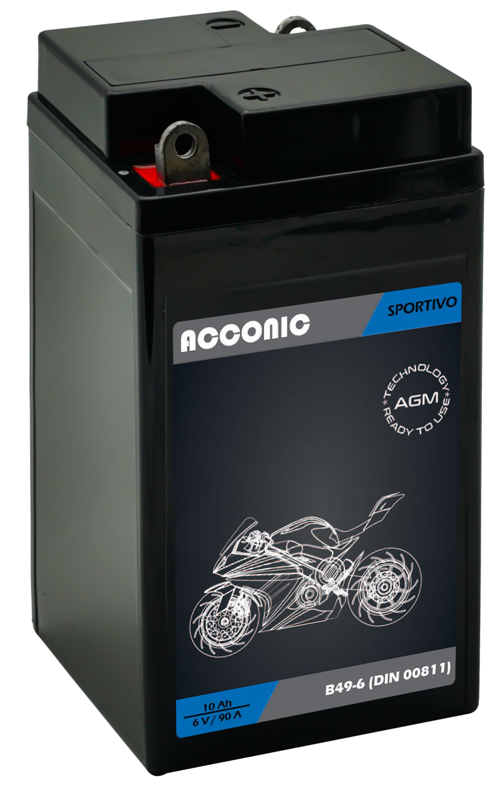 ACCONIC Sportivo AGM B49-6 Motorradbatterie 10 Ah 6V (DIN 00811) ACCONIC Sportivo AGM B49-6 Motorradbatterie 10 Ah 6V (DIN 00811)