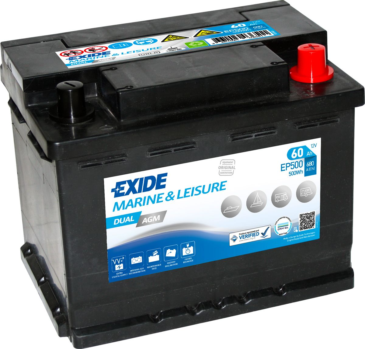 Exide EP500 Dual AGM 60Ah Batterie Exide EP500 Dual AGM 60Ah Batterie