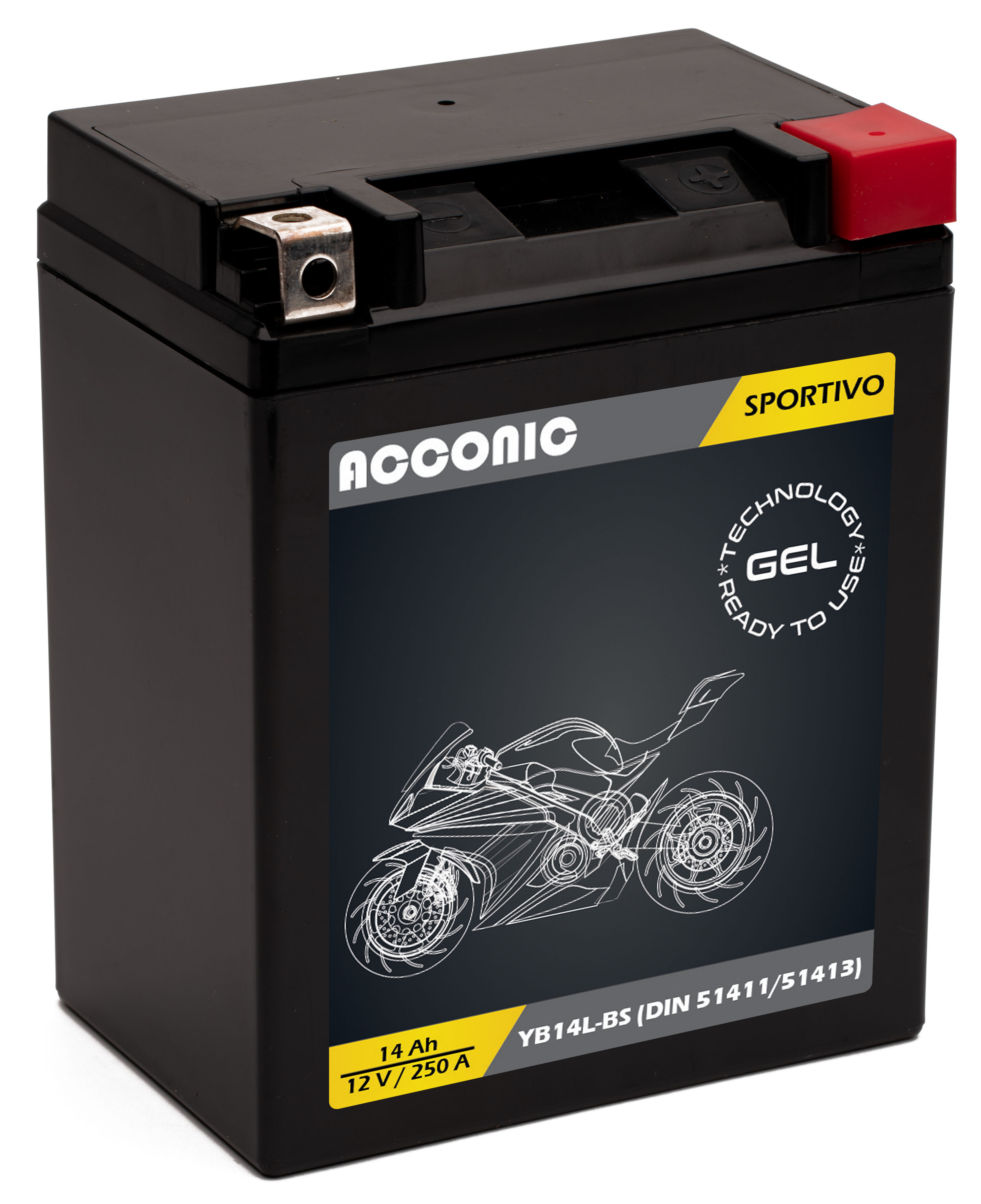 ACCONIC Sportivo GEL YB14L-BS Motorradbatterie 14 Ah 12V (DIN 51411/51413)