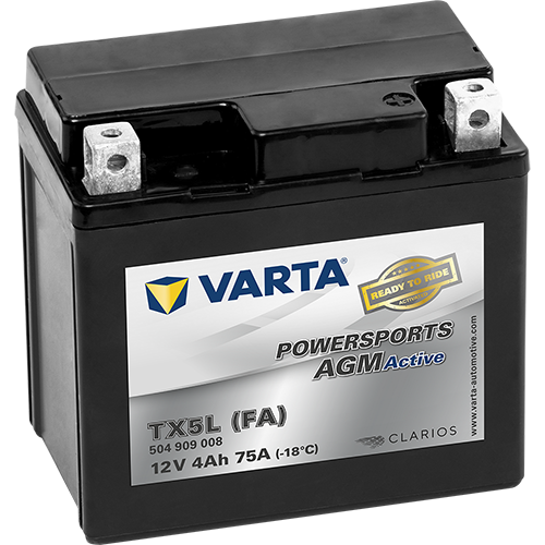 VARTA Powersports AGM ACTIVE YTX5L-BS 4Ah Motorradbatterie 12V (DIN 50412)