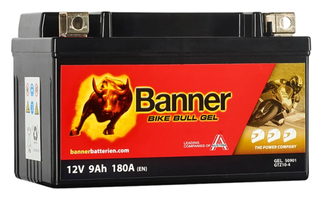 Banner BGTZ10-S Bike Bull GEL 50901 9Ah Motorradbatterie YTZ10S (DIN 50922)