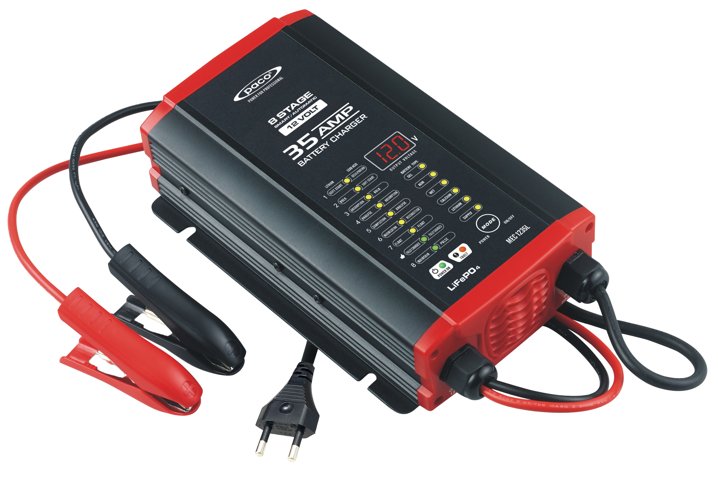 PACO MEC1235L 35A/12V Nass, AGM, Gel & LiFePO4 Batterieladegerät