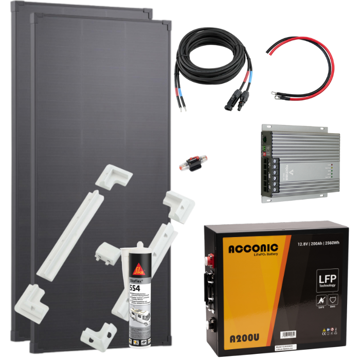 Wohnmobil SOLAR Set mit LiFePO4 Batterie - LARGE