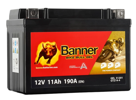 Banner BGTZ14-S Bike Bull GEL 51201 11Ah Motorradbatterie YTZ14S (DIN 51101)