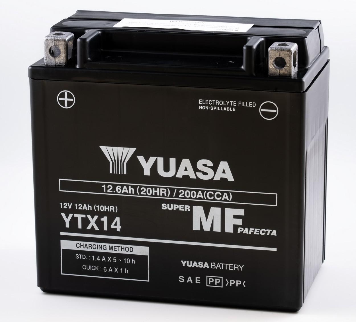 Yuasa YTX14 AGM 12Ah Motorradbatterie (DIN 51214) Yuasa YTX14 AGM 12Ah Motorradbatterie (DIN 51214)