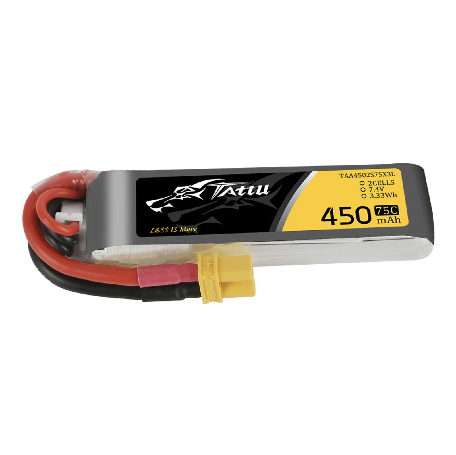 Tattu 450mAh 2S 75C 7.4V Lipo Batterie mit XT30 Stecker, lang Tattu 450mAh 2S 75C 7.4V Lipo Batterie mit XT30 Stecker, lang
