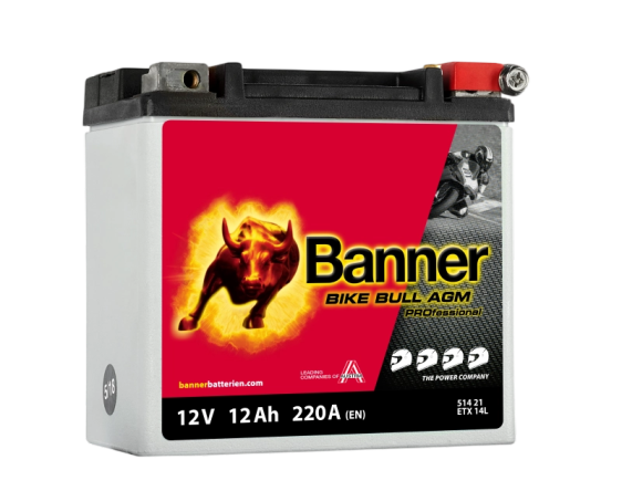 Banner ETX14L Bike Bull AGM PRO 51421 12Ah Motorradbatterie YTX14L-BS (DIN 51216)