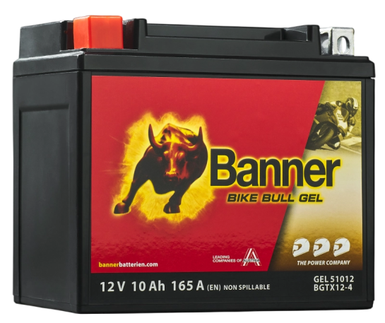 Banner BGTX12-4 Bike Bull GEL 51012 10Ah Motorradbatterie YTX12-BS (DIN 51012)