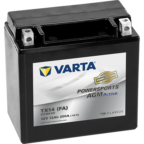 VARTA Powersports AGM ACTIVE YTX14-BS 12Ah Motorradbatterie 12V (DIN 51214)