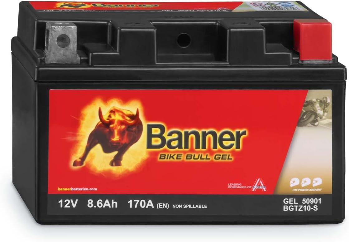 Banner BGTZ10-S Bike Bull GEL 50901 8.6Ah Motorradbatterie YTZ10S (DIN 50922) Banner BGTZ10-S Bike Bull GEL 50901 8.6Ah Motorradbatterie YTZ10S (DIN 50922)