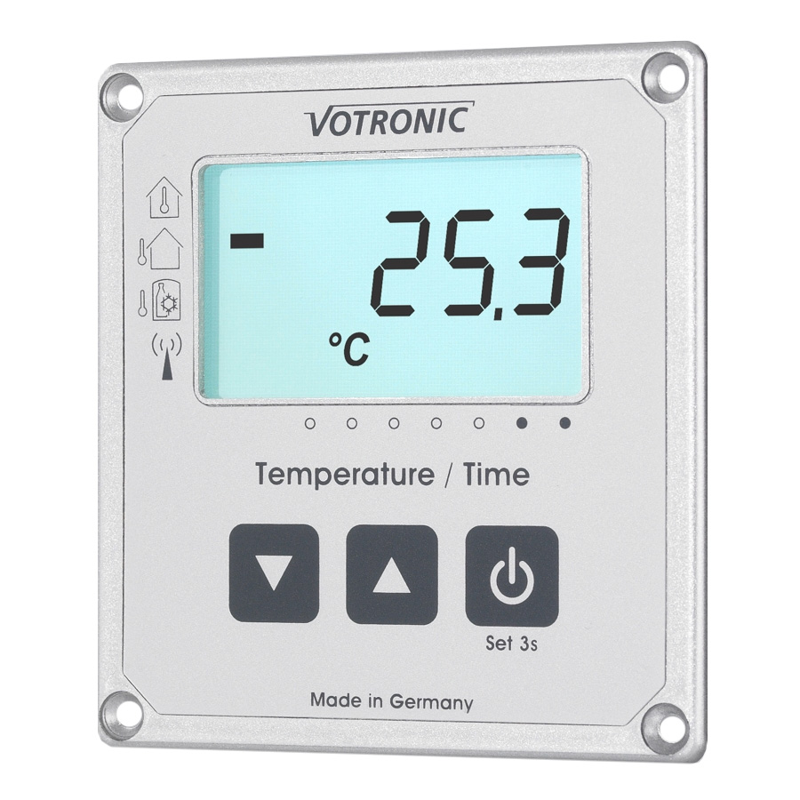Votronic 1253 LCD-Thermometer / Uhr S (mit Extern-Sensor)
