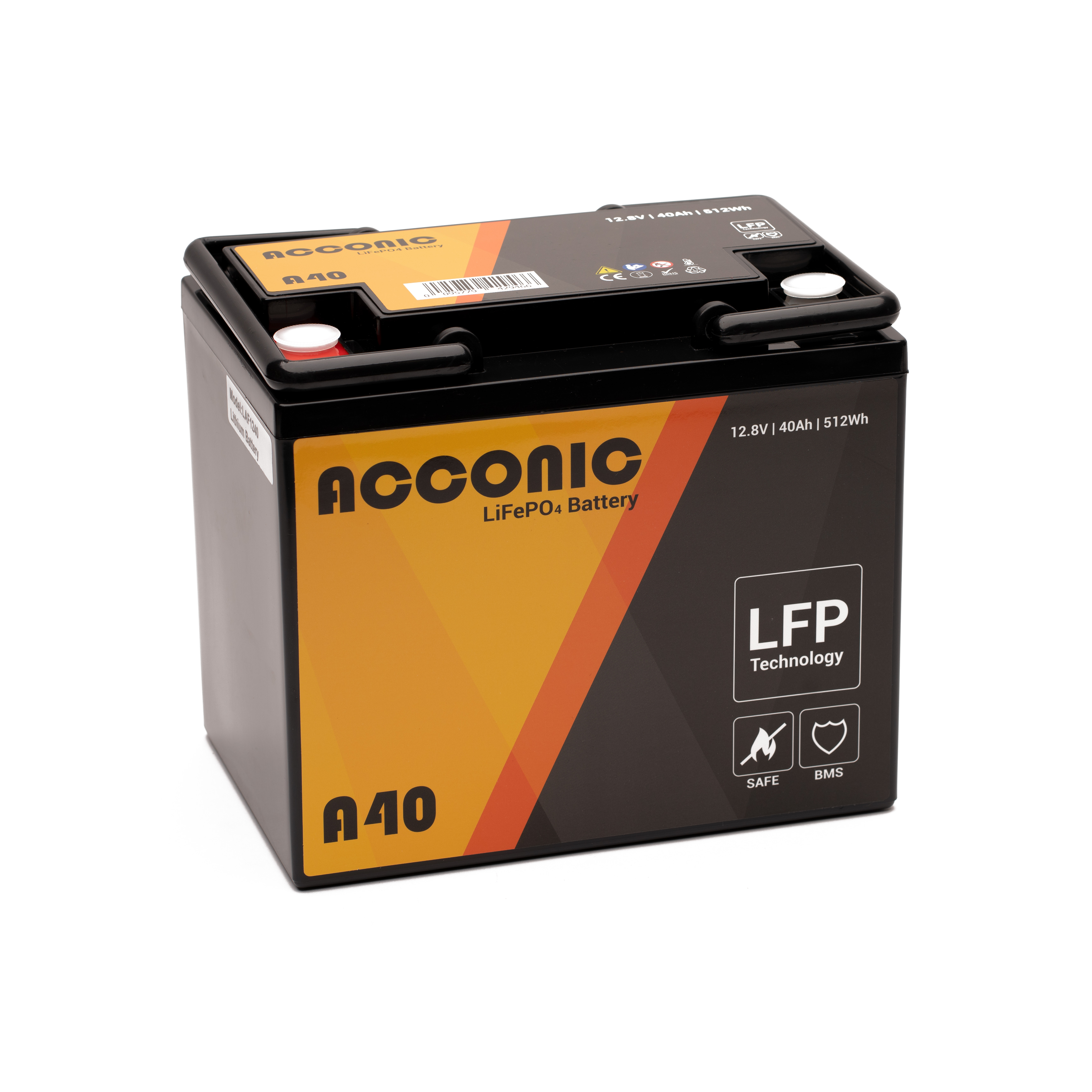 Acconic A40 LiFePO4 12V Lithium Versorgungsbatterie 40Ah Acconic A40 LiFePO4 12V Lithium Versorgungsbatterie 40Ah
