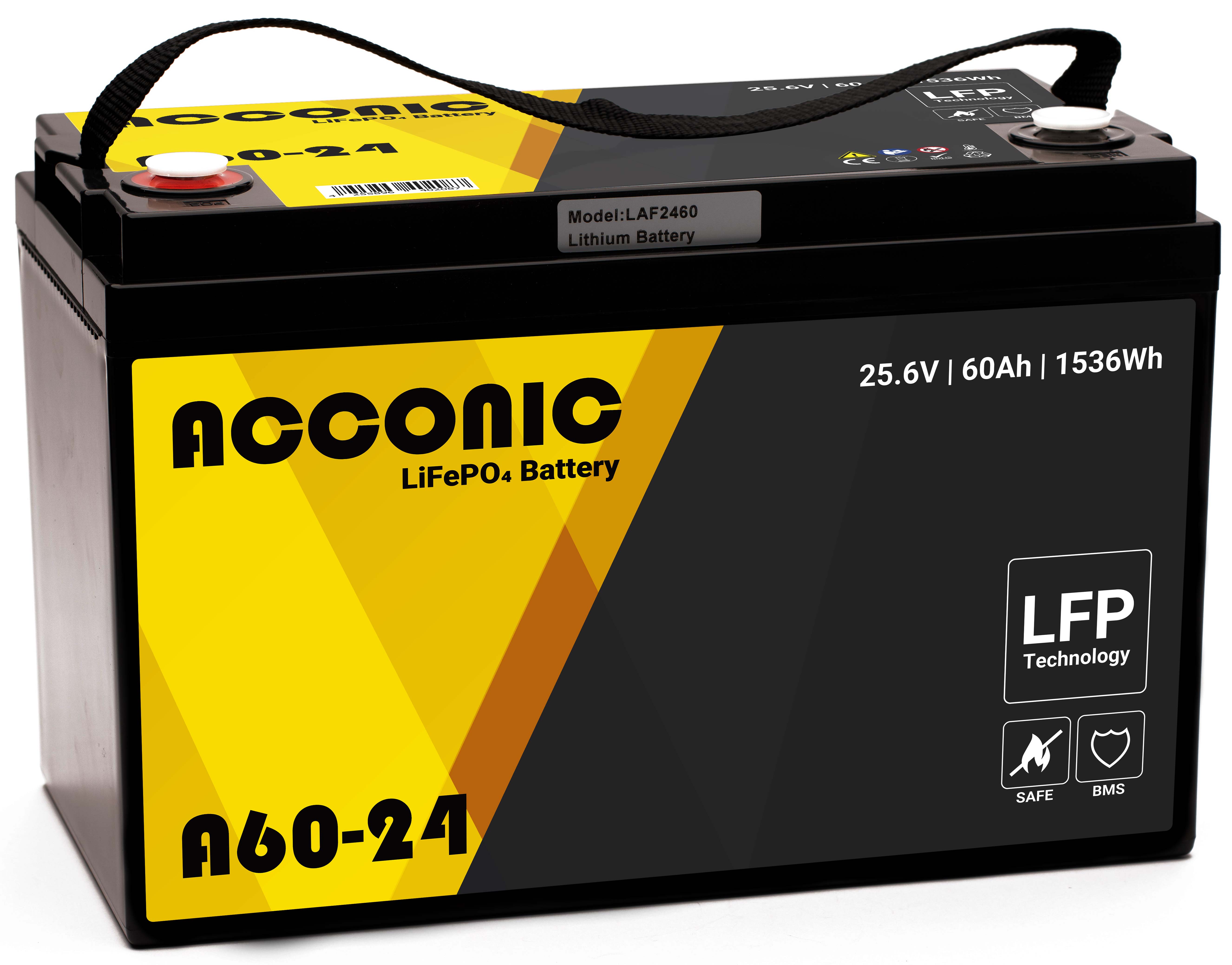 Acconic A60-24 LiFePO4 24V Lithium Versorgungsbatterie 60Ah