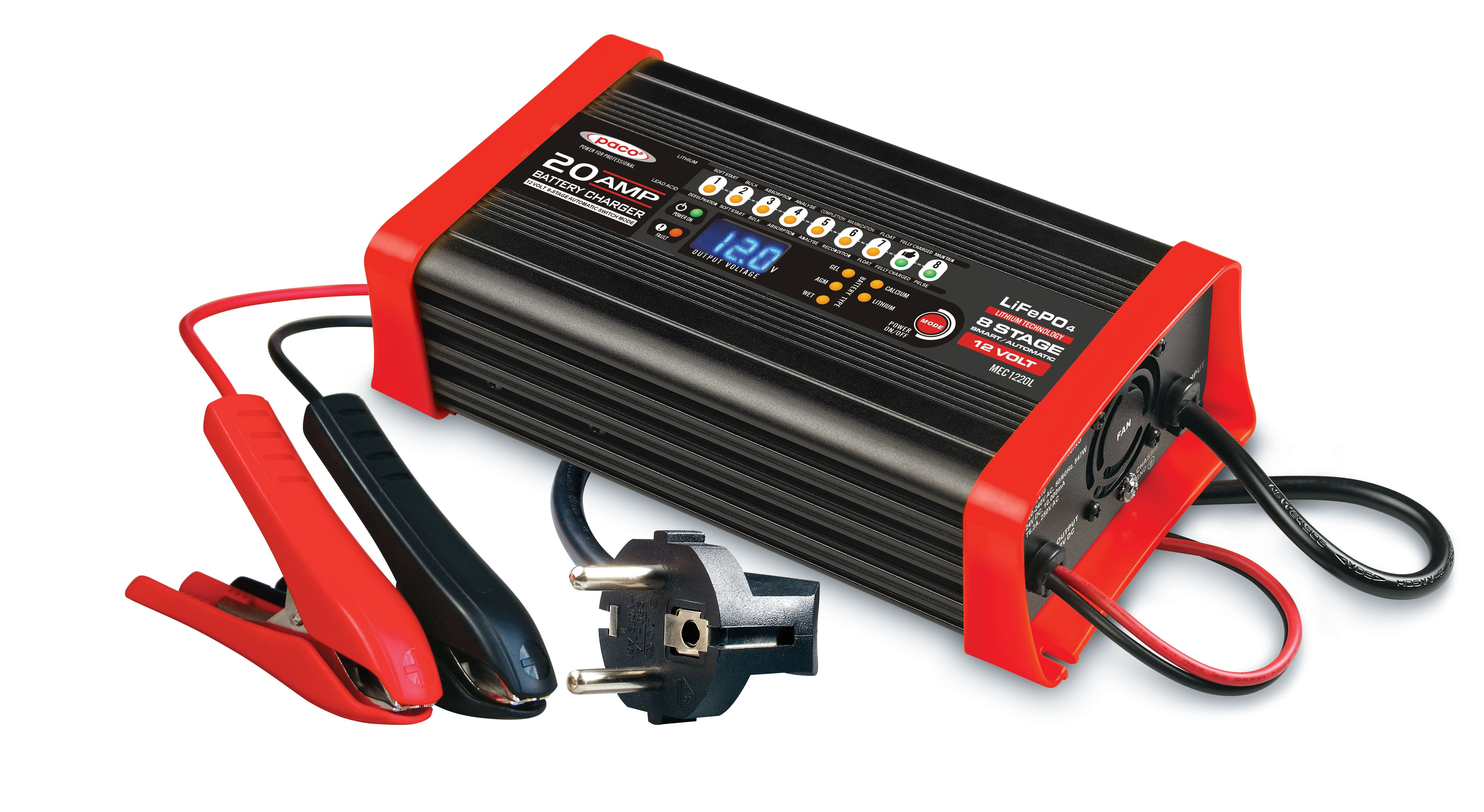 PACO PFC MEC1225L 25A/12V Wet, AGM, Gel &amp; LiFePO4 battery charger