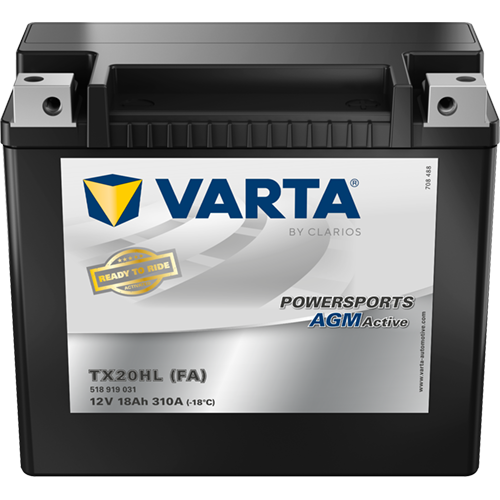 VARTA Powersports AGM ACTIVE TX20HL (FA) YTX20HL-BS 18Ah Motorradbatterie 12V (518919031)