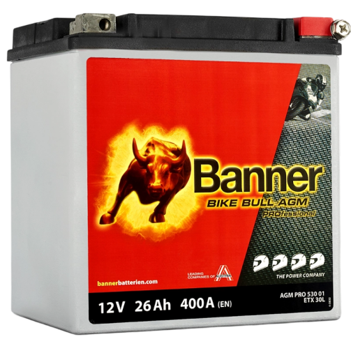 Banner ETX30L Bike Bull AGM PRO 53001 26Ah Motorradbatterie YTX30L-BS (DIN 83000)