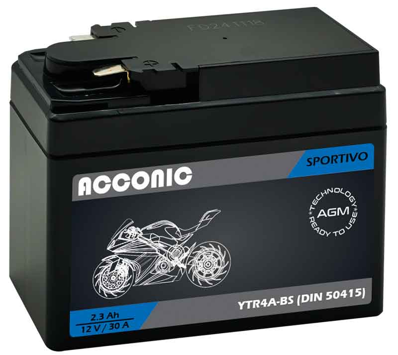 ACCONIC Sportivo AGM YTR4A-BS Motorradbatterie 2,3Ah 12V (DIN 50415) ACCONIC Sportivo AGM YTR4A-BS Motorradbatterie 2,3Ah 12V (DIN 50415)