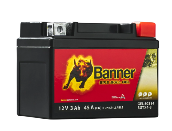 Banner BGTX4-3 Bike Bull GEL 50314 3Ah Motorradbatterie YTX4L-BS (DIN 50314)