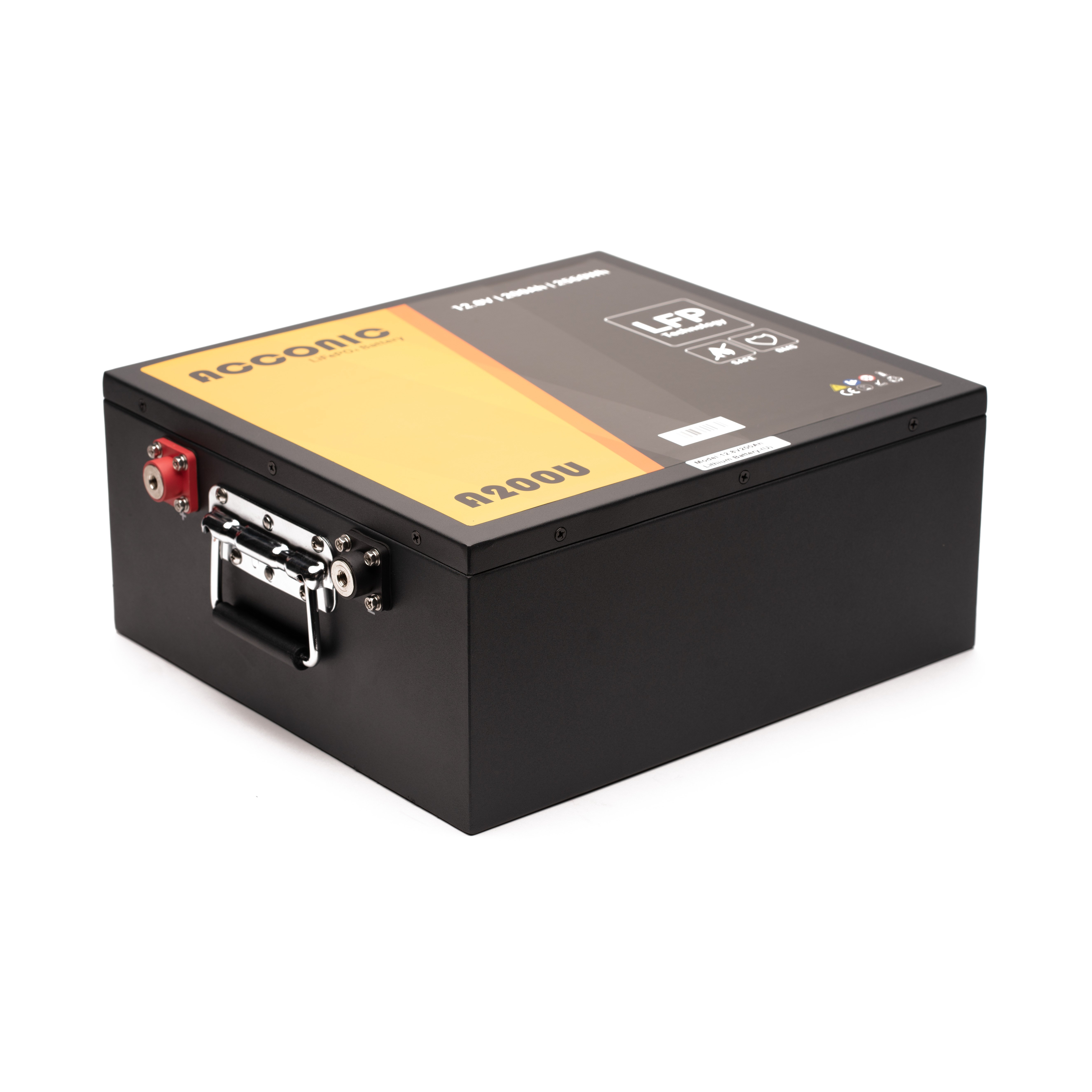 Acconic A200U LiFePO4 12V Lithium Untersitz Versorgungsbatterie 200Ah