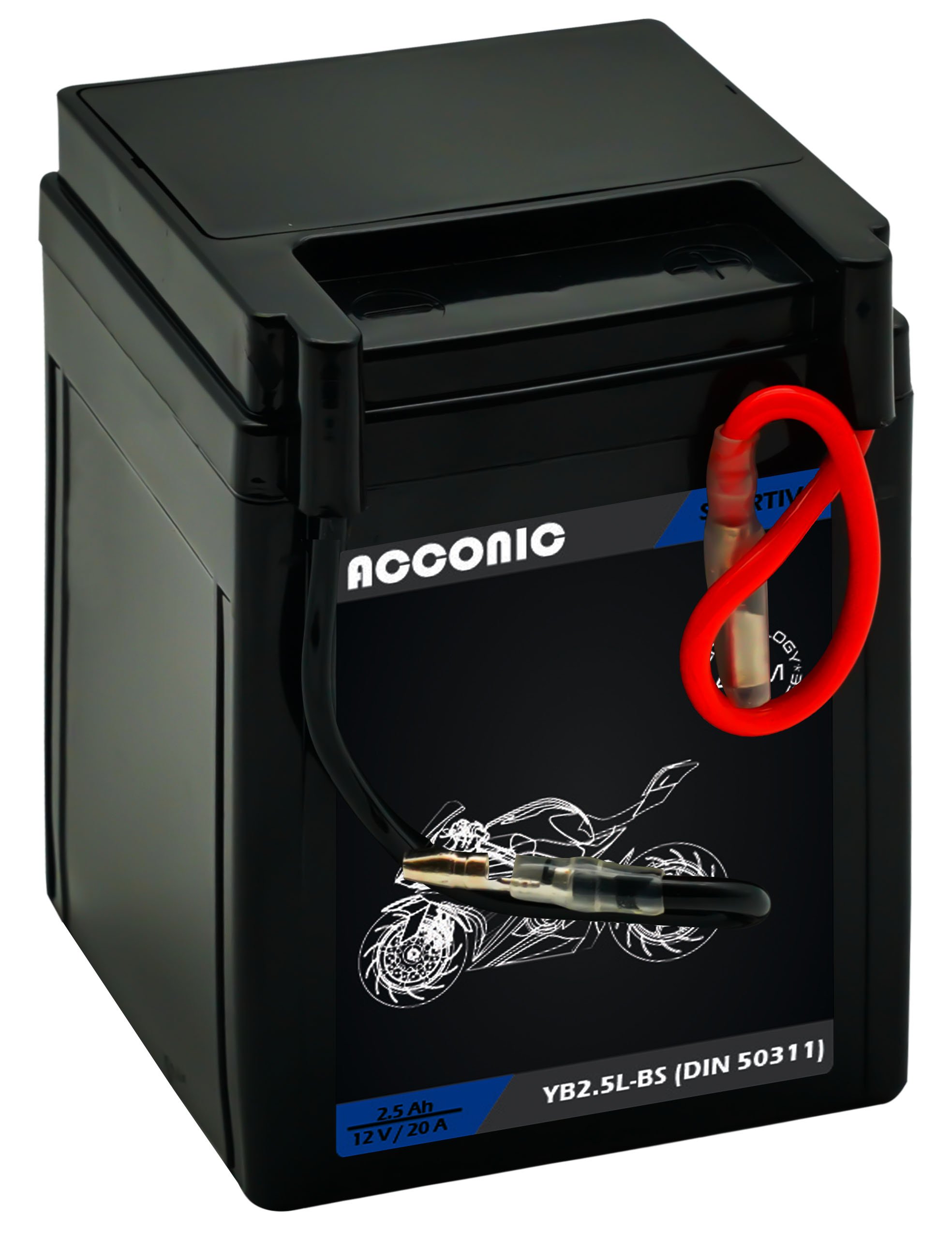ACCONIC Sportivo AGM YB2.5L-BS Motorradbatterie 2.5 Ah 12V (DIN 50311)