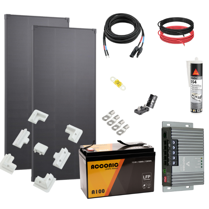 Wohnmobil SOLAR Set mit LiFePO4 Batterie - MEDIUM