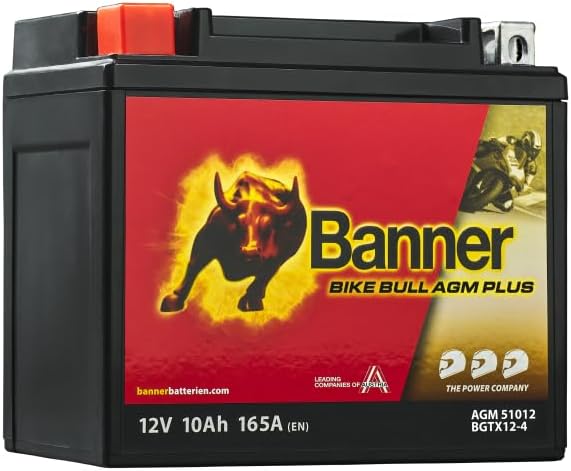 Banner BGTX12-4 Bike Bull AGM 51012 10Ah Motorradbatterie YTX12-BS (DIN 51012)