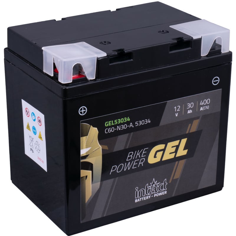 Intact GEL53034 Bike-Power GEL 30Ah Motorradbatterie (DIN 53034) C60-N30-A
