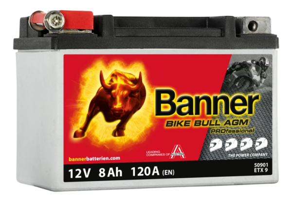 Banner ETX9 Bike Bull AGM PRO 50901 8Ah Motorradbatterie YTX9-BS (DIN 50812)