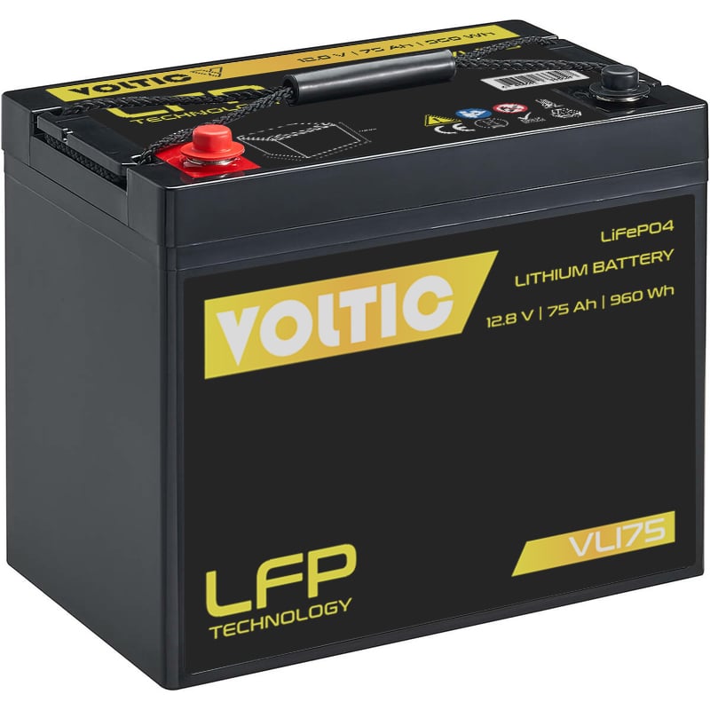 Voltima VLI75 12V LiFePO4 Lithium Versorgungsbatterie 75Ah mit App