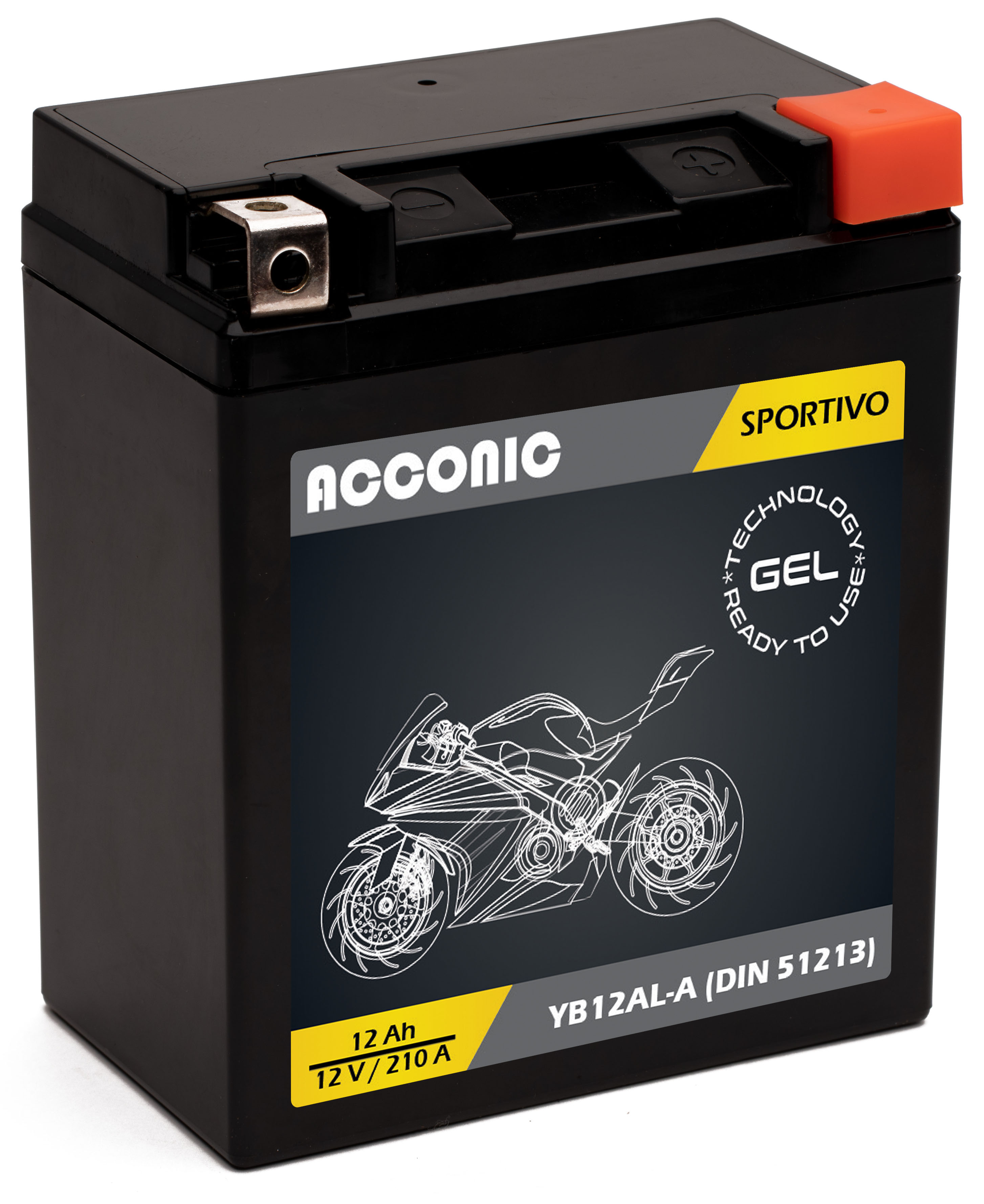 ACCONIC Sportivo GEL YB12AL-A Motorradbatterie 12 Ah 12V (DIN 51213) ACCONIC Sportivo GEL YB12AL-A Motorradbatterie 12 Ah 12V (DIN 51213)