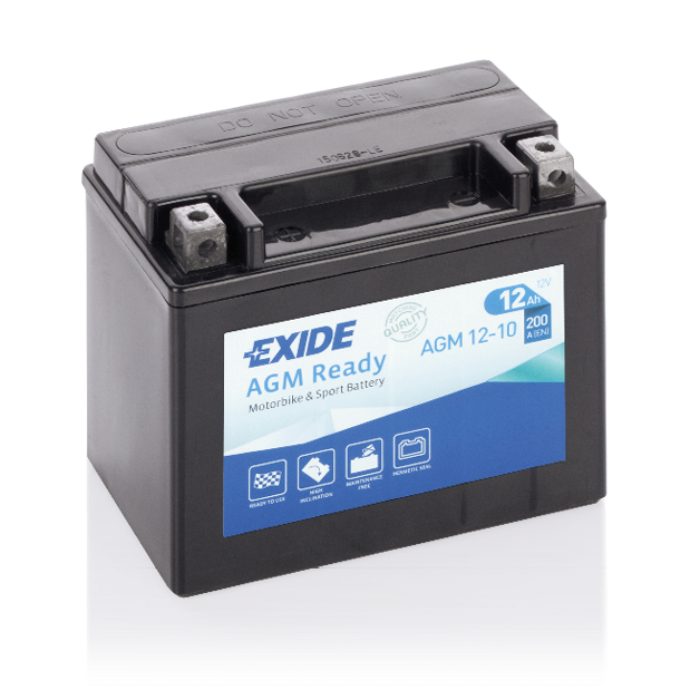 Exide AGM Ready AGM12-10 YTX12-BS Motorradbatterie 10Ah (DIN 51012)