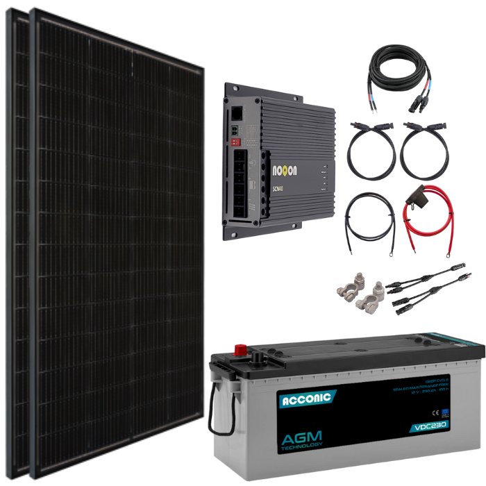 Solaranlage 400W Basic-Set LARGE - mit AGM Batterie (Umsatzsteuerbefreit) Solaranlage 400W Basic-Set LARGE - mit AGM Batterie (Umsatzsteuerbefreit)