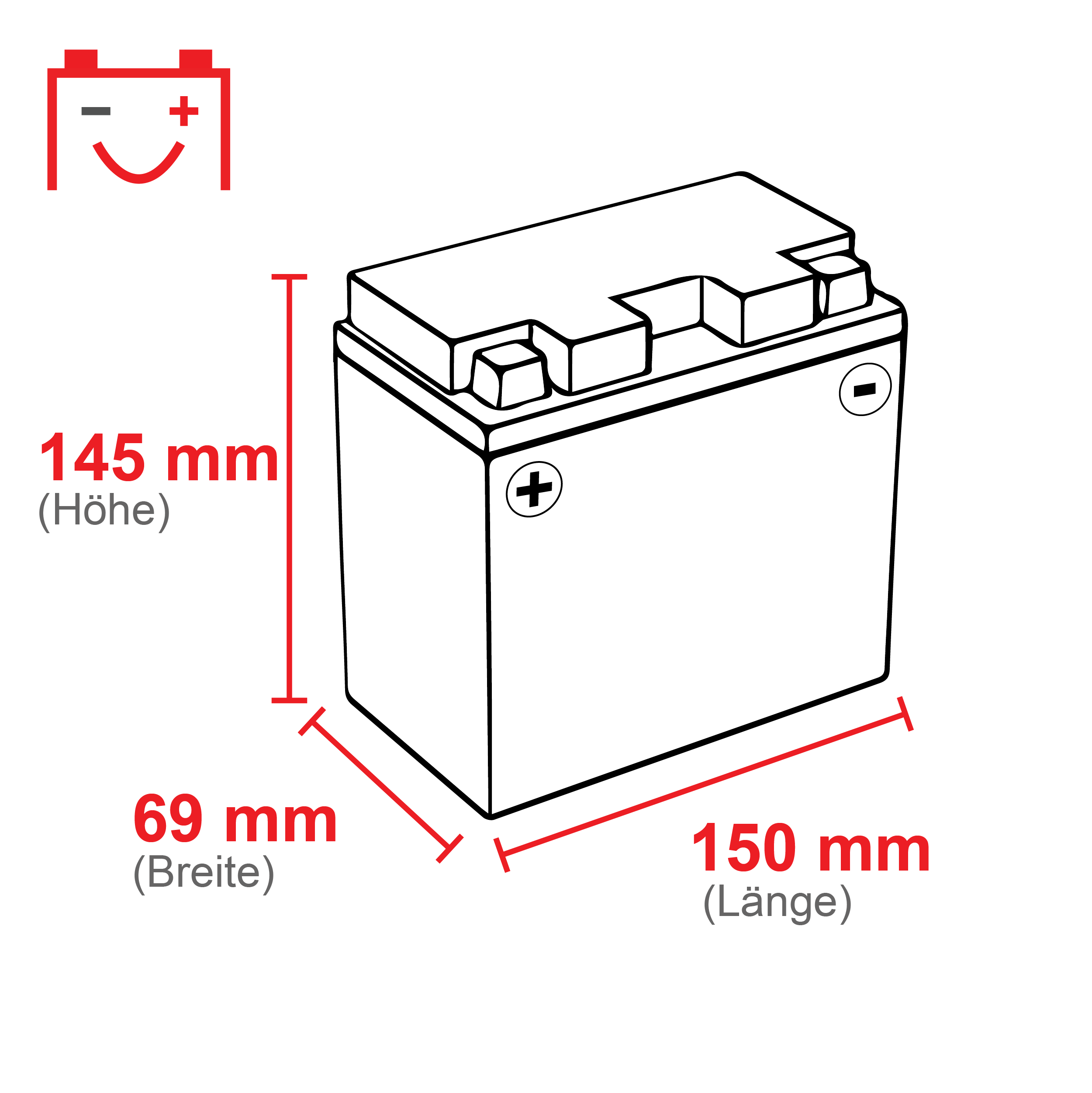 VOLTIC Sportivo GEL YT14B-BS Motorradbatterie 12Ah 12V (DIN 51201)