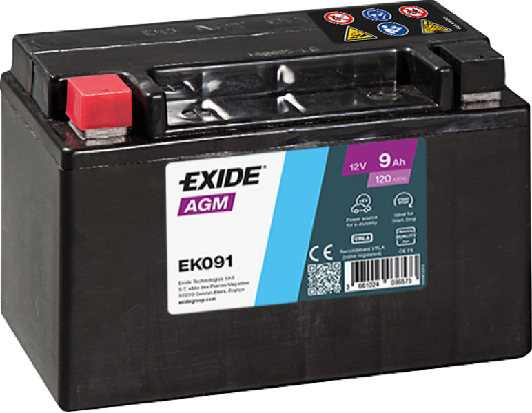 Exide Start-Stop Auxiliary EK091 9Ah AGM Stützbatterie