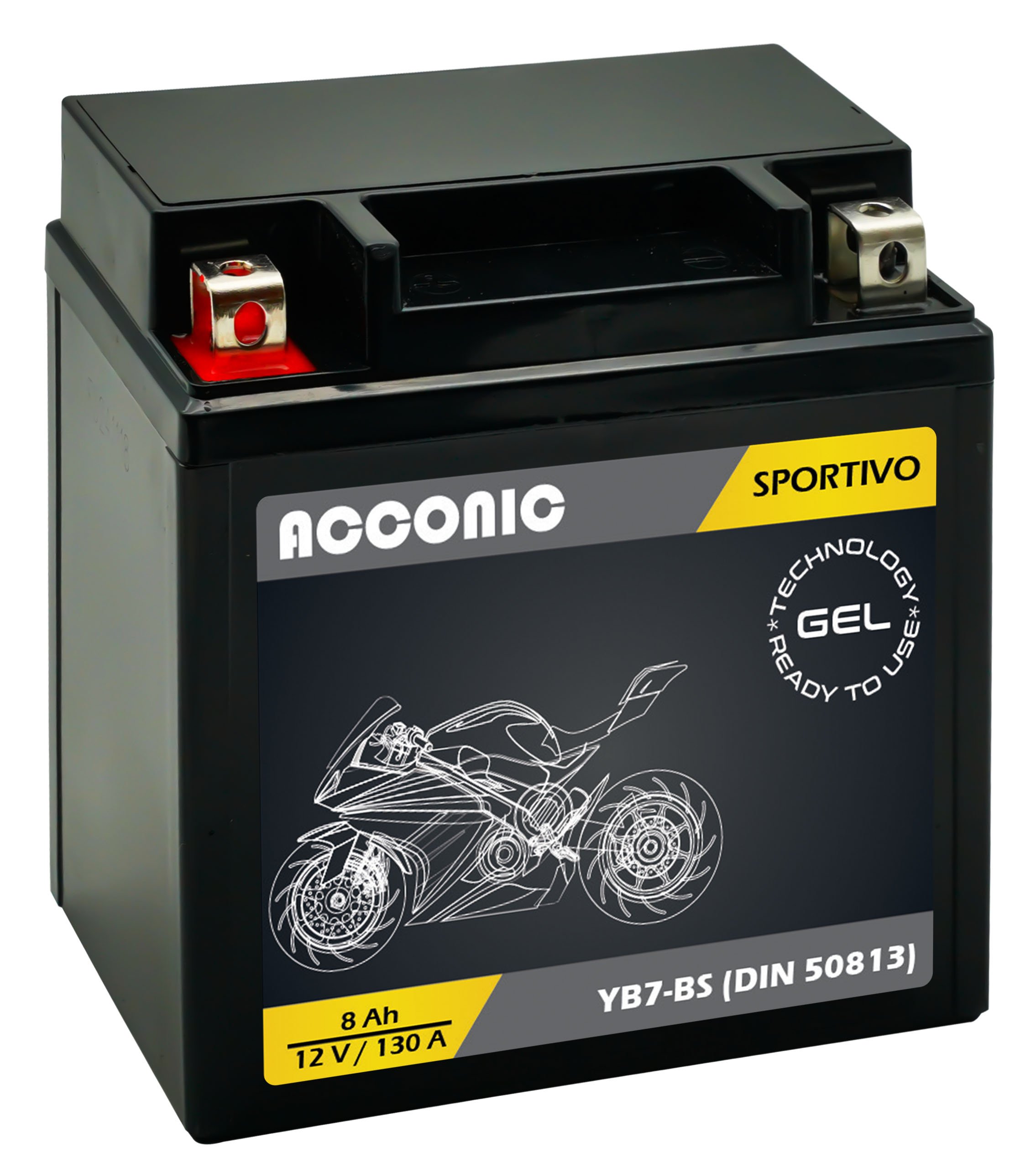 ACCONIC Sportivo GEL YB7-BS Motorradbatterie 8 Ah 12V (DIN 50813)