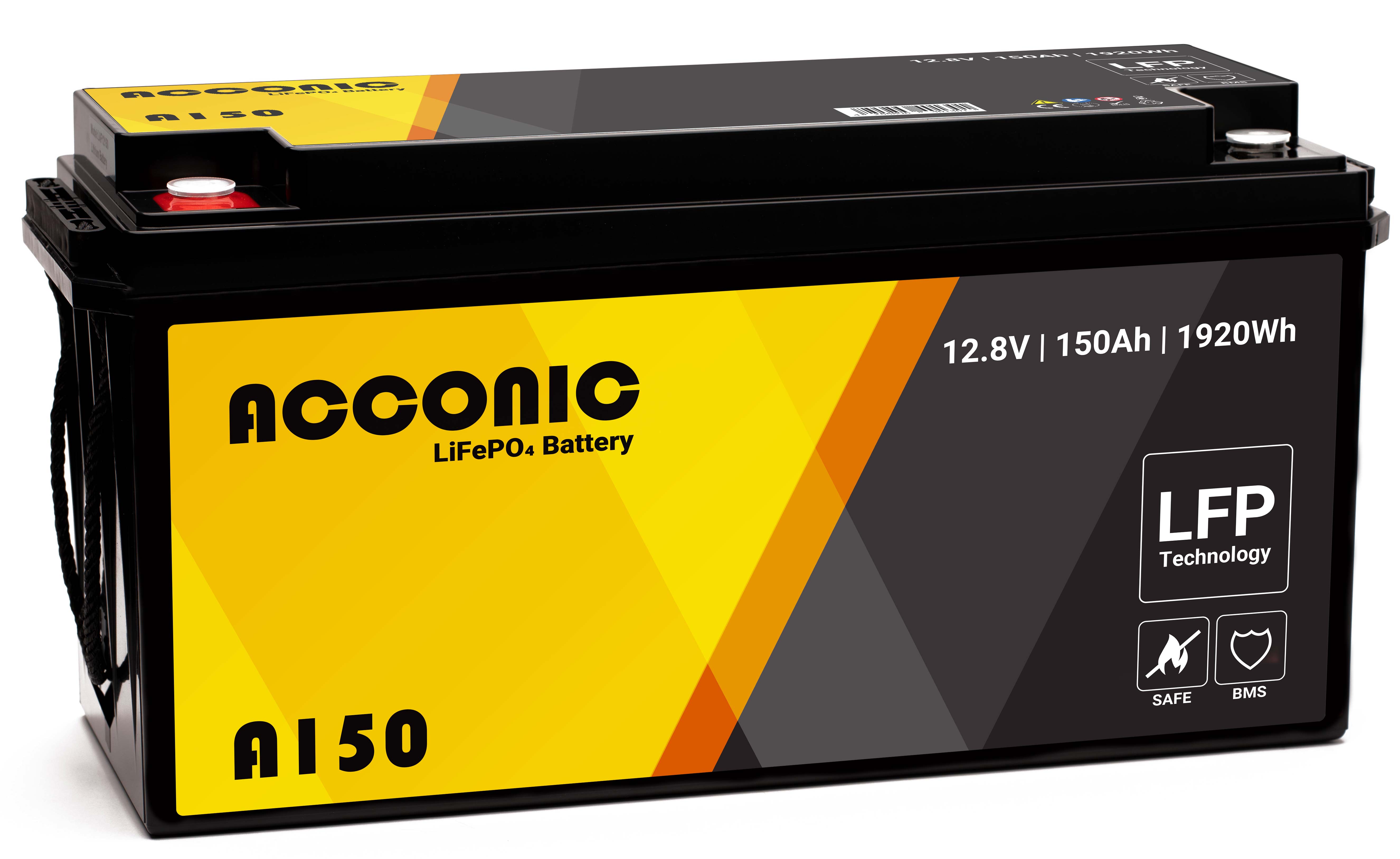 Acconic A150 LiFePO4 12V Lithium Versorgungsbatterie 150Ah