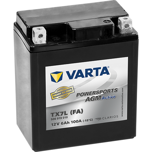 VARTA Powersports AGM ACTIVE YTX7L-BS 6Ah Motorradbatterie 12V (DIN 50614)