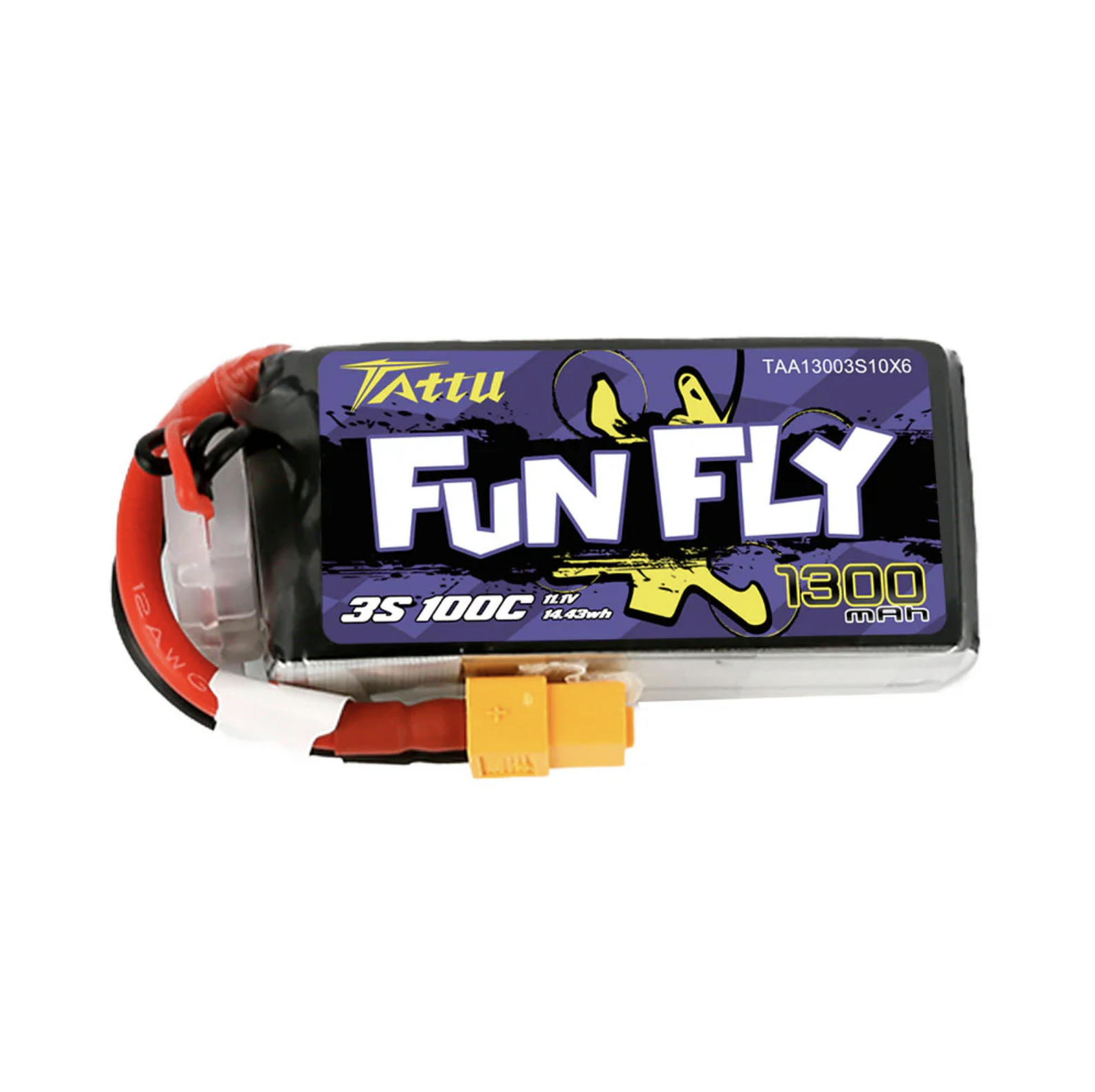 Tattu Funfly Series 1300mAh 11.1V 100C 3S1P Lipo Batterie mit XT60 Stecker Tattu Funfly Series 1300mAh 11.1V 100C 3S1P Lipo Batterie mit XT60 Stecker