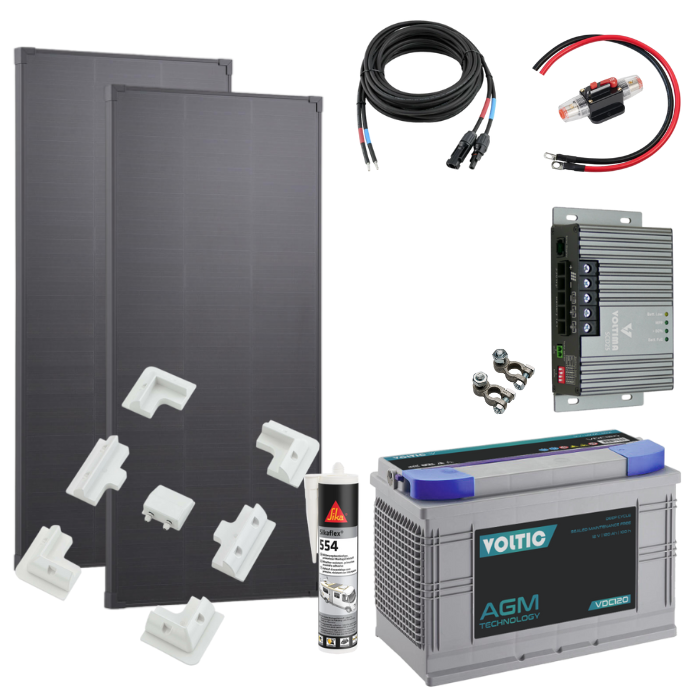Wohnmobil SOLAR Set mit AGM Batterie - MEDIUM