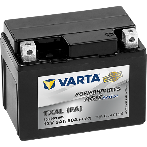 VARTA Powersports AGM ACTIVE YTX4L-BS 3Ah Motorradbatterie 12V (DIN 50314)