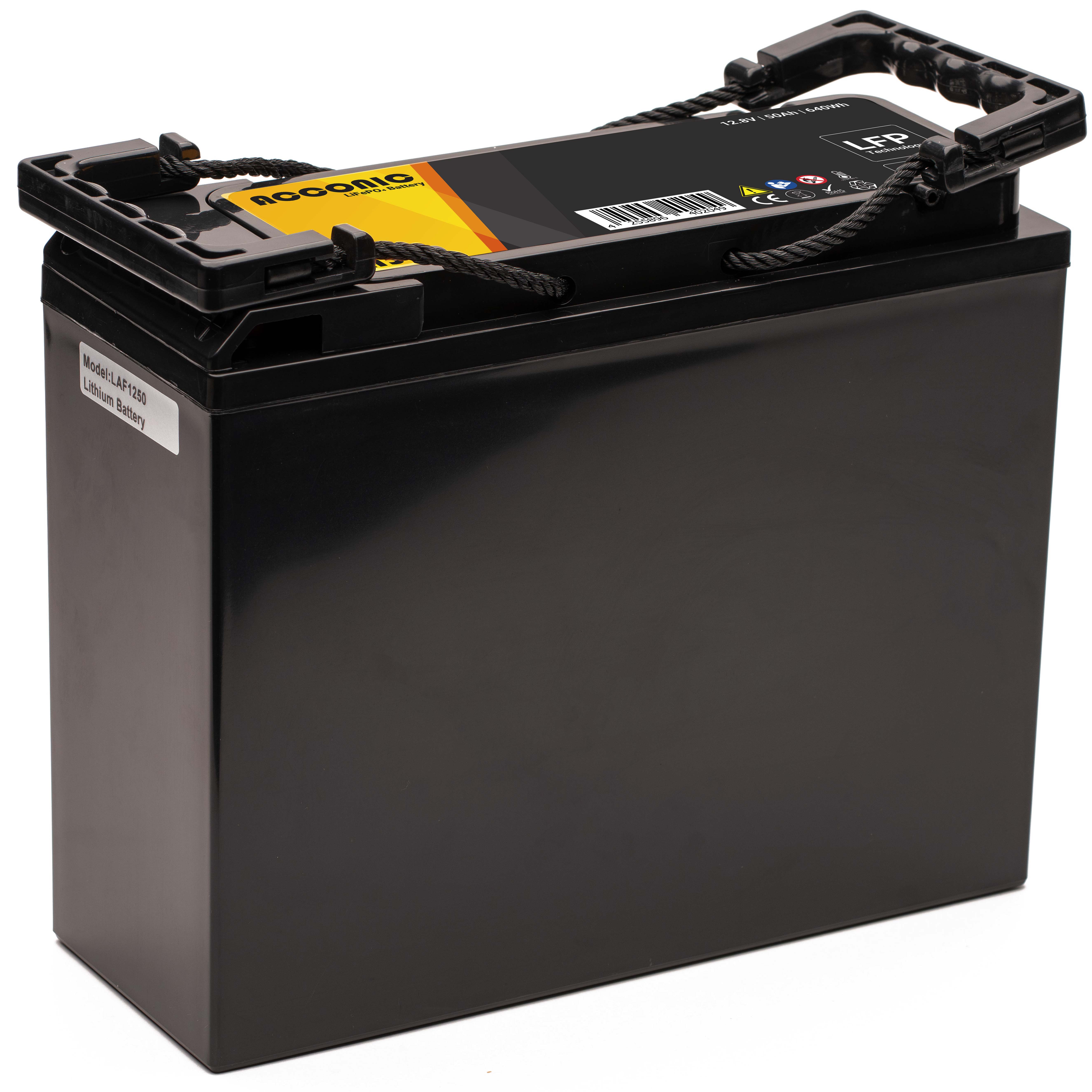 Acconic A50S LiFePO4 12V Lithium Slim Versorgungsbatterie 50Ah